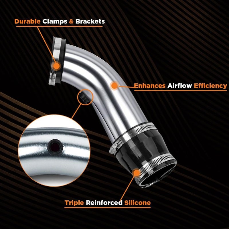 BARTOO 3 Inch Cold Air Intake Filter Pipe Curve Pipe, Aluminum Air Intake Elbow for Car Truck Turbo Piping, Silver - Image 3